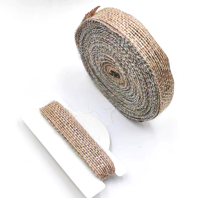 DIY διακόσμηση Jute ύφασμα κορδέλα με ασημένιο αλιευτικό λωρίδιο 85% Jute 15% Polyester