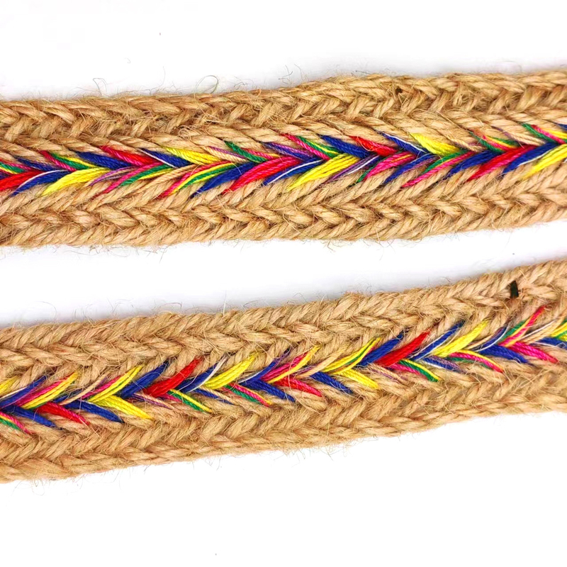 2.5cm Wide Natural Jute Lace Trim Ribbons Twisted Herringbone Webbing for Jute Crafts (Παρασκευαστικά για την κατασκευή χονδρικής ζούτας)