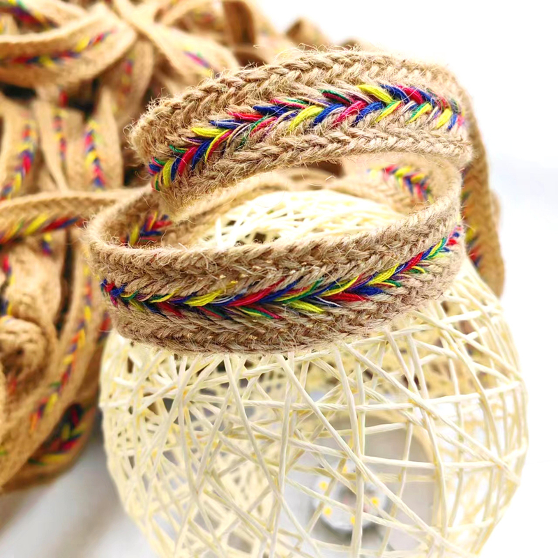 2.5cm Wide Natural Jute Lace Trim Ribbons Twisted Herringbone Webbing for Jute Crafts (Παρασκευαστικά για την κατασκευή χονδρικής ζούτας)
