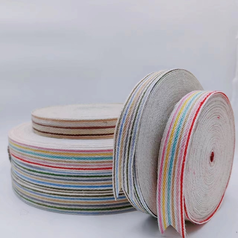Χρωματιστή Jute Ribbon Gift Box Packaging Eco Friendly Webbing για χριστουγεννιάτικη διακόσμηση