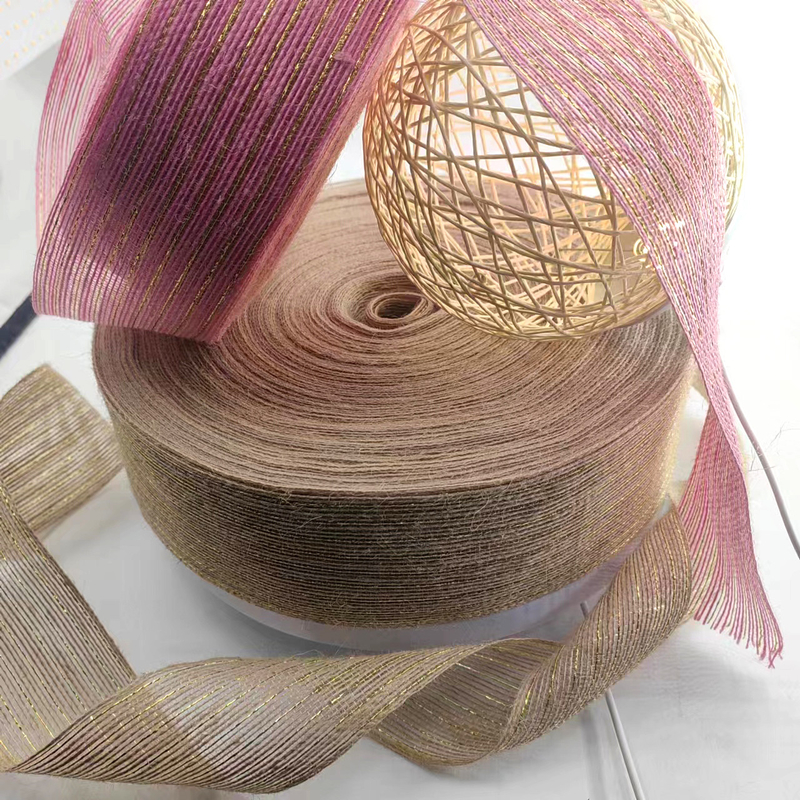 Ροζ Jute Ribbon Jute Burlap Rolls για την συσκευασία δώρων Χριστουγεννιάτικη διακόσμηση γάμου 2,6 ίντσες