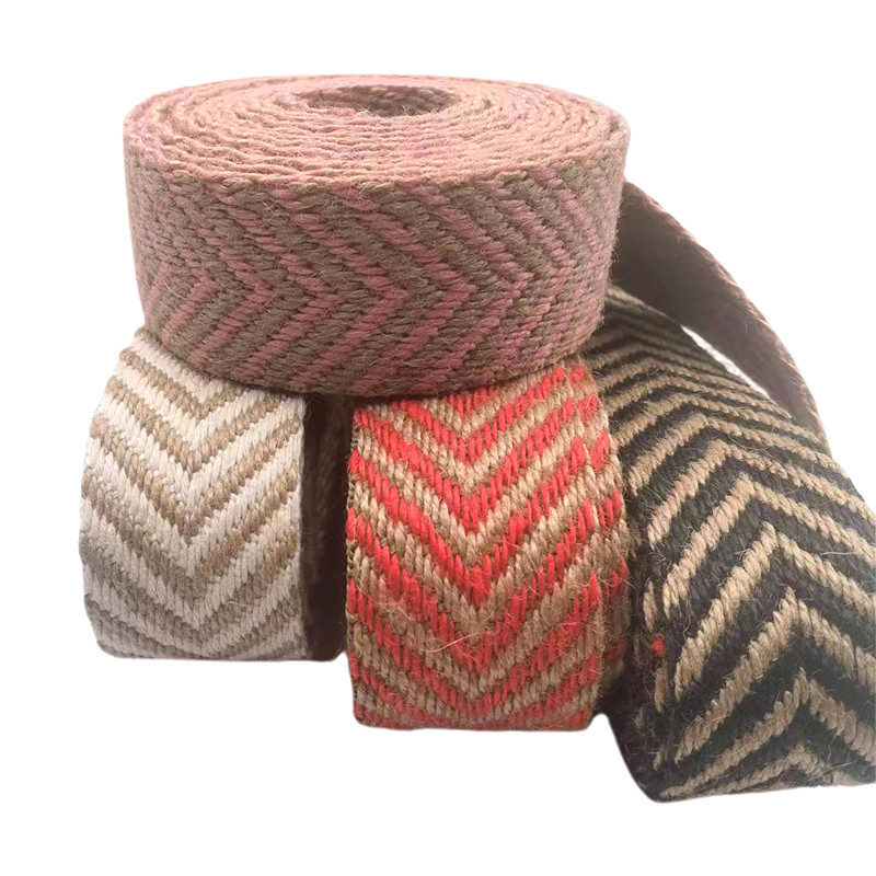 4 εκατοστά πλάτος 2,5 χιλιοστά πάχος Jute Webbing Herringbone Webbing Edge για οικολογικά φιλικά παπούτσια