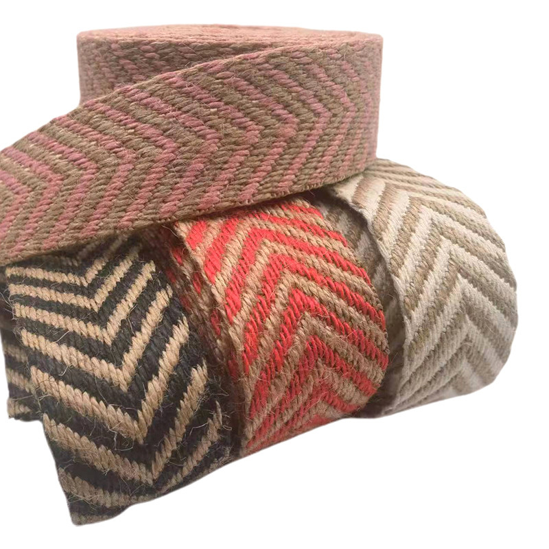 4 εκατοστά πλάτος 2,5 χιλιοστά πάχος Jute Webbing Herringbone Webbing Edge για οικολογικά φιλικά παπούτσια