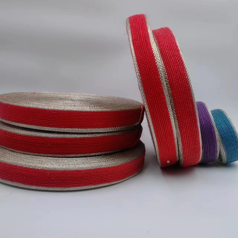 Χρωματιστή Αλιευτική Νήμα Jute Ribbon Curtain Hook Fabric Ribbon για ζώνη τσάντας
