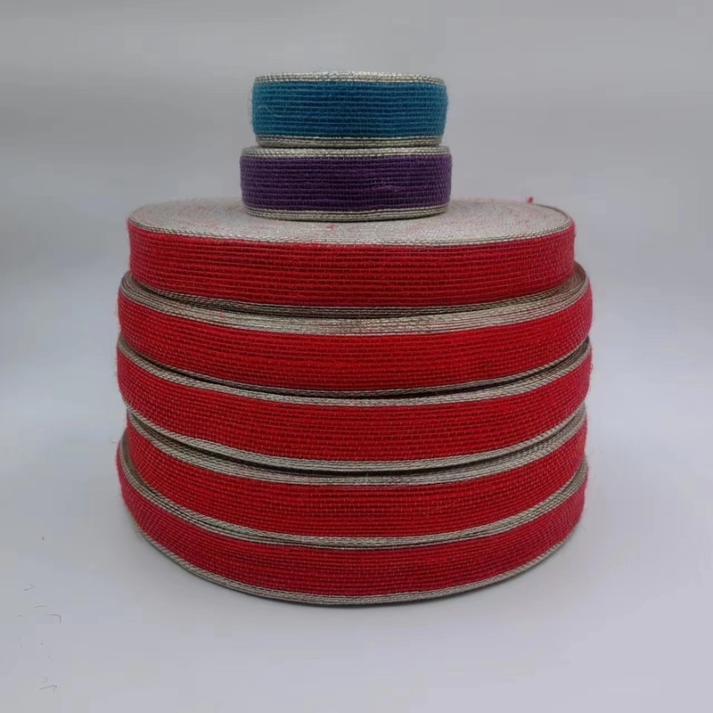 Χρωματιστή Αλιευτική Νήμα Jute Ribbon Curtain Hook Fabric Ribbon για ζώνη τσάντας