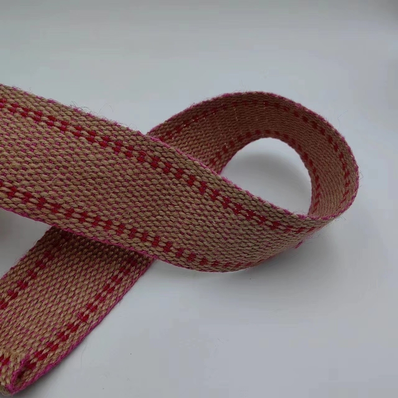 Κατασκευαστές Προσαρμοσμένο Jute Webbing Double Color Backpack Strap με Προσαρμοσμένα Χρώματα